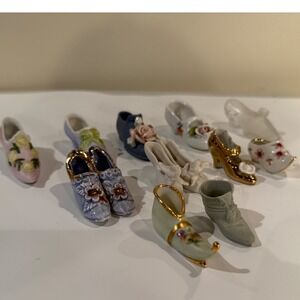 Vtg Miniature Porcelain Shoe Collection –Limoges, Germany, Japan, Floral & Gilt